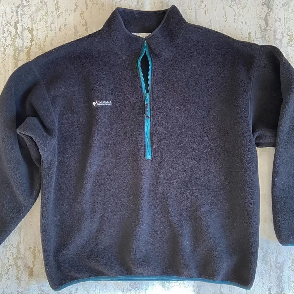 Columbia Y2K 90s quarter zip black fleece